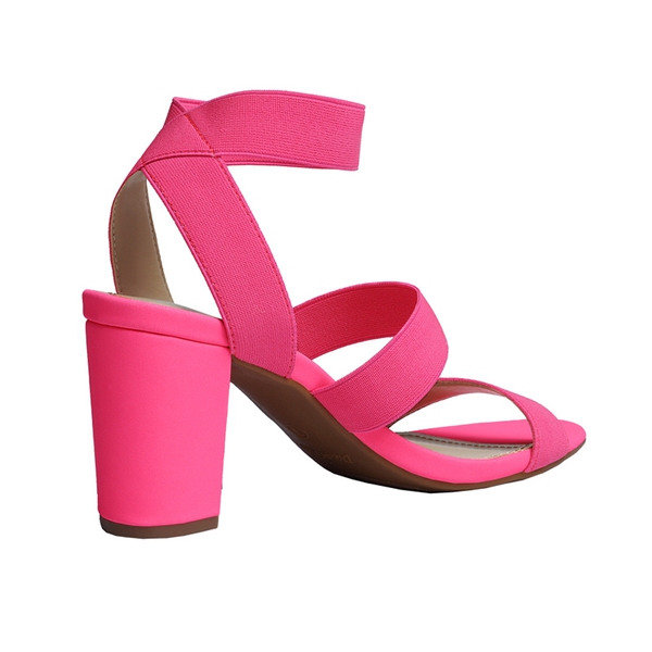 Elastic Chunky Strap Sandals - NEON PINK - 2